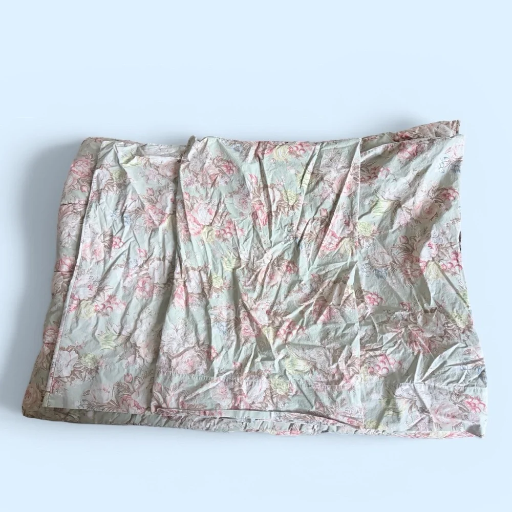 Vtg Ralph Lauren Twin Charlotte Sage Green Cabbage Roses Floral Comforter Cotton